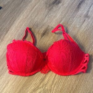 PINK Victoria's Secret Vibrant Red Lace Bra
